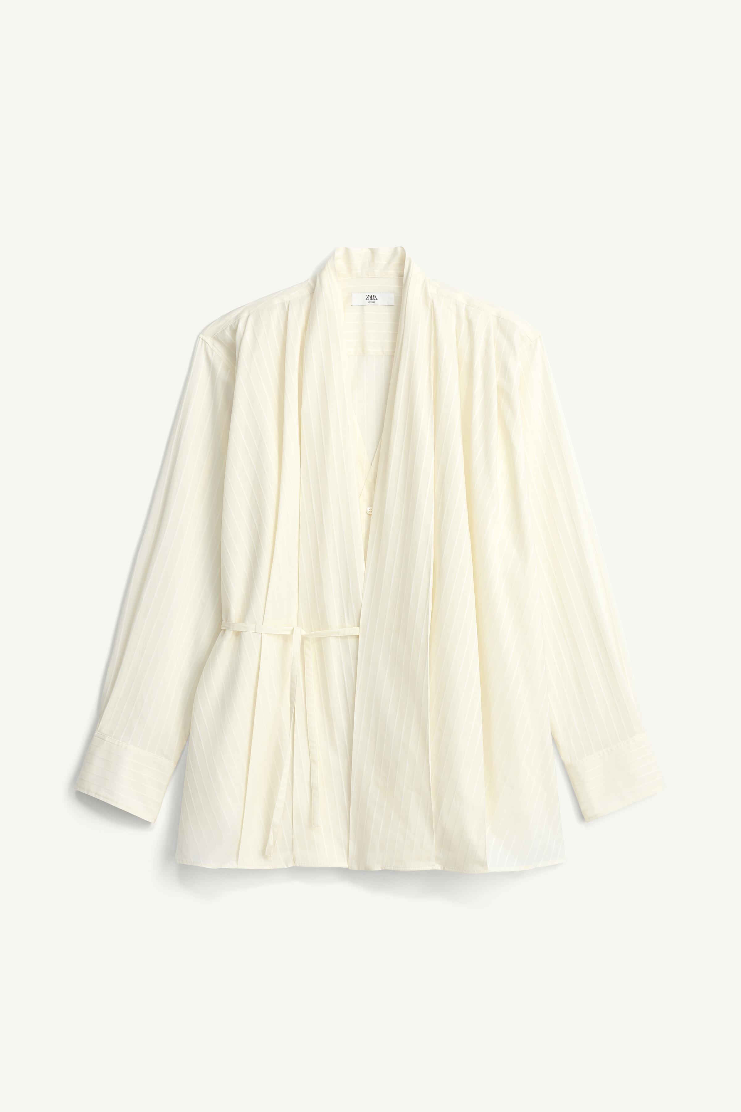 STRIPED JACQUARD KIMONO SHIRT